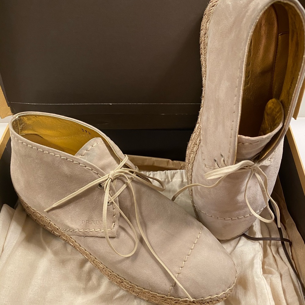 PRADA Suede Espadrille Chukka Boots Size 39.5 - Picture 5 of 14